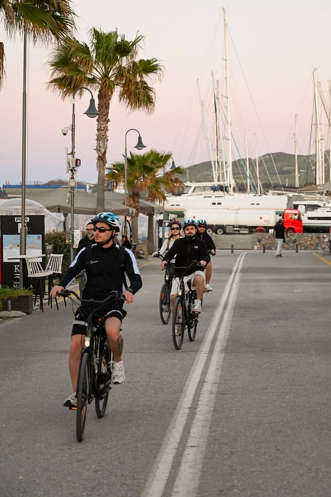 E-bike ride along Kos Marina at dusk